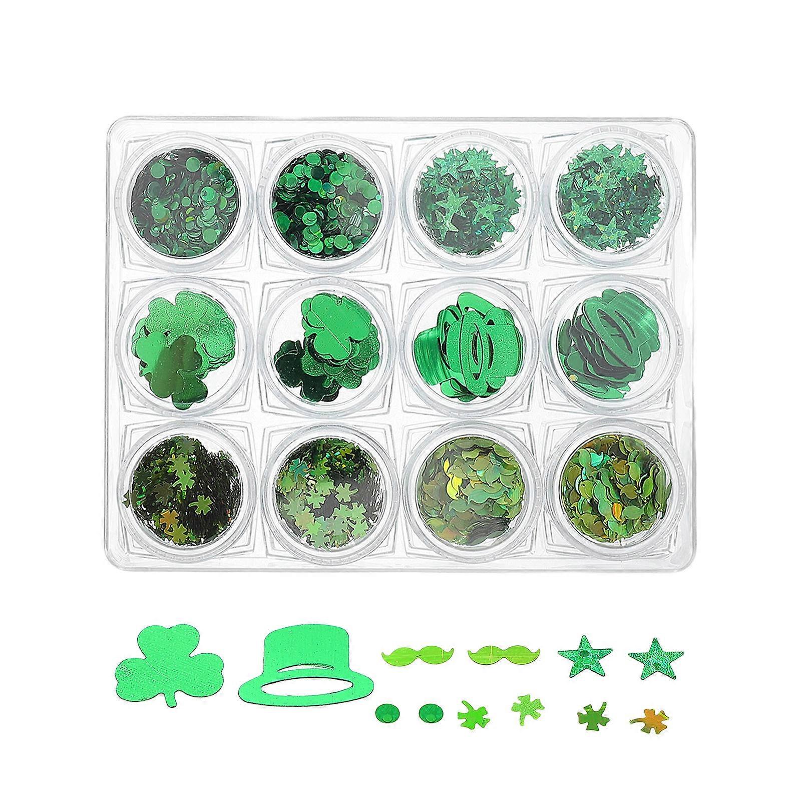 Glittery Nail Art Accessories St. Patrick Decorations for 2 Boxes