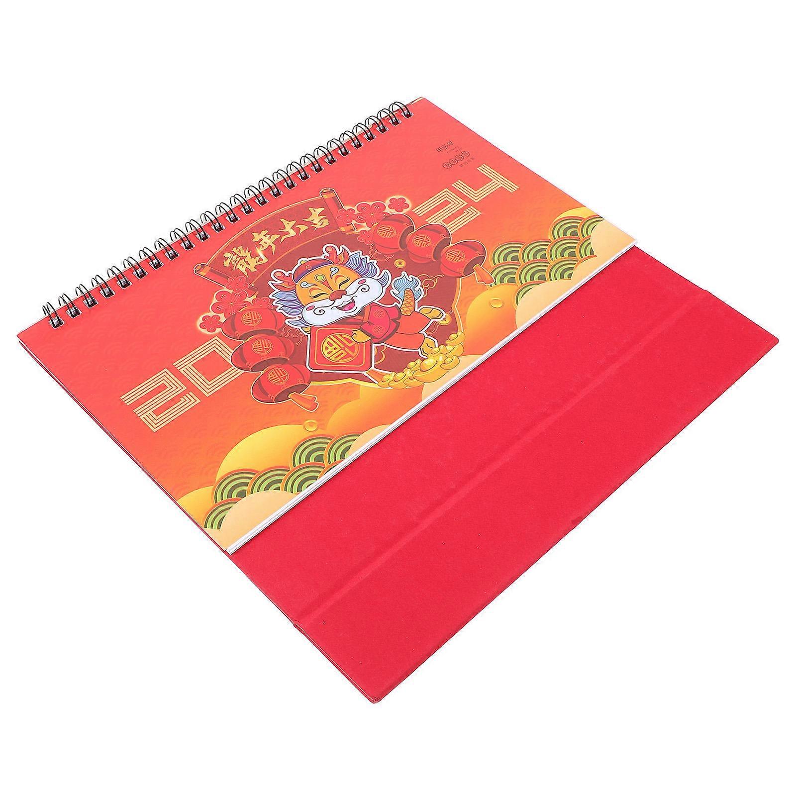 Chinese Style 2024 Desk Calendar for Office Planning 4Pcs Coil Binding