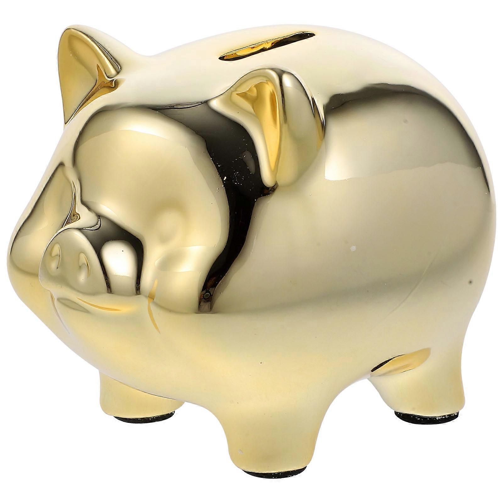 Ceramic Saving Pot Piggy Bank for Storage 3Pcs Golden Change Organizer