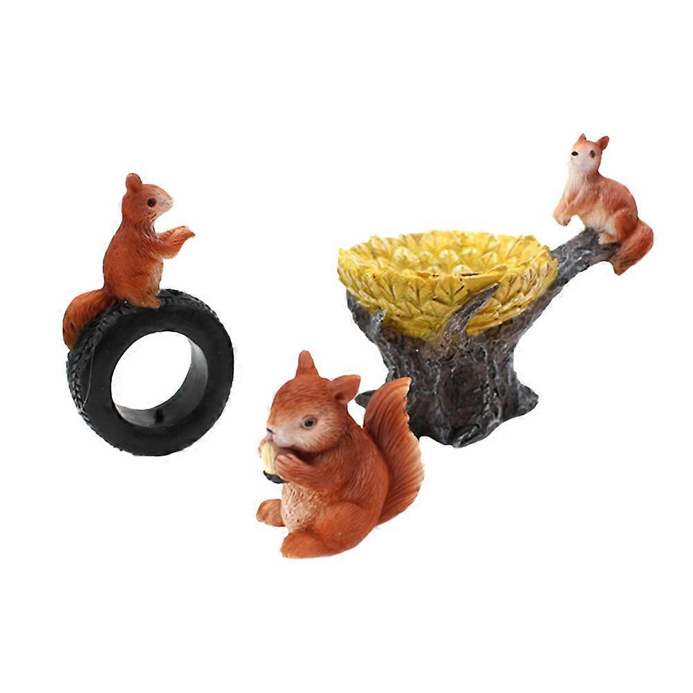 Miniature Resin Squirrel Decor Ornament for Decoration 3Pcs Set