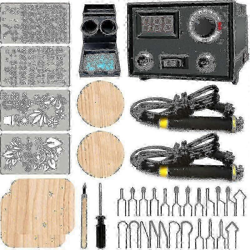 Pyrographie Kit de combustion Outil de brûleur Double stylo 60w D Adjable Pyrographie