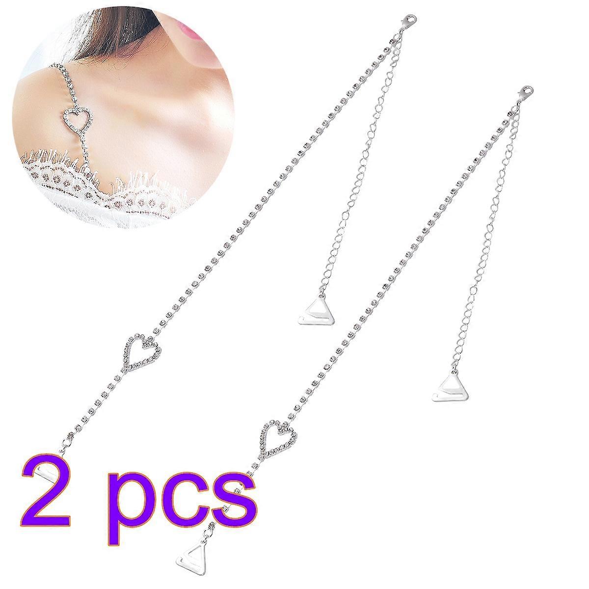 Bestoyard Decorative Bra Straps for Adjustable Replacement 2Pcs Silver