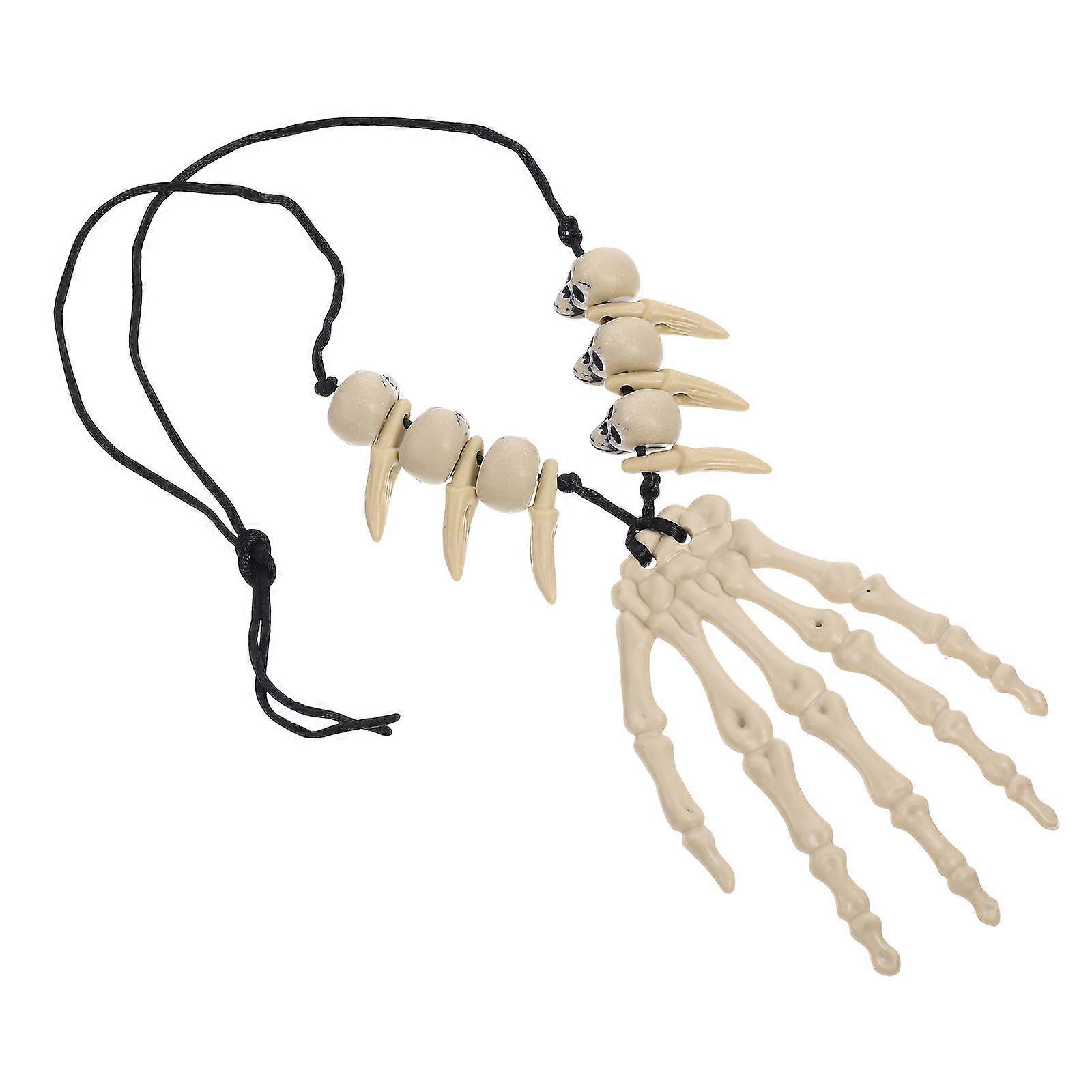 Halloween Skull Hand Bone Necklace for Halloween Party Decor 2Pcs