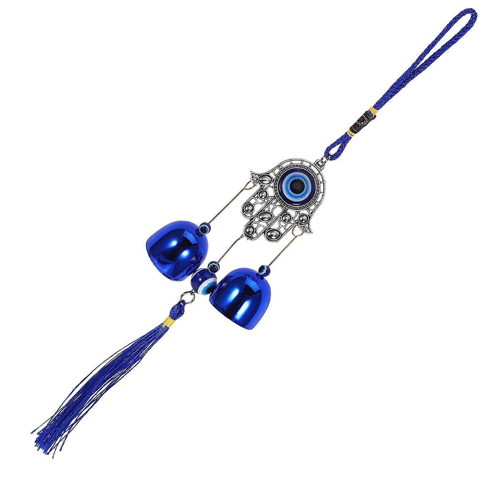 Blue Evil Eye Hanging Ornament Wind Chime for Backyard Protection 2Pcs