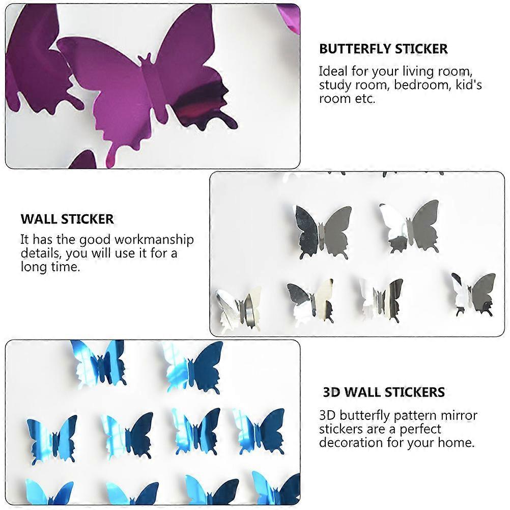 3D Wall Stickers Butterfly Pattern for Decoration 60Pcs PVC Material