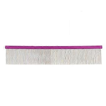 Pet Steel Comb 2 Different Densities Prevents Static Dog Grooming Comb with Rounded Ends for Long and Short Haired Breeds Purple 19cm/7.5in