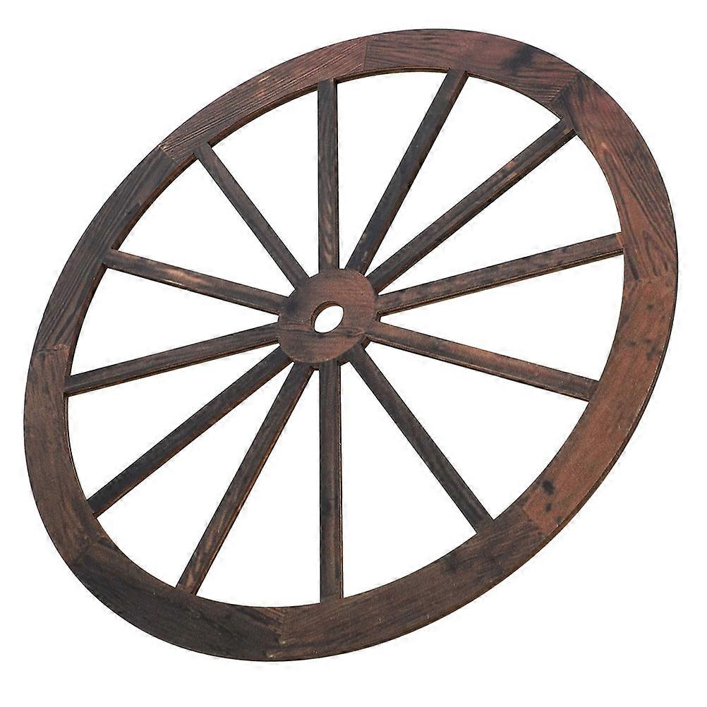 Wooden Wagon Wheel Decor for Rustic Yard Hanging 3Pcs Brown Solid Wood