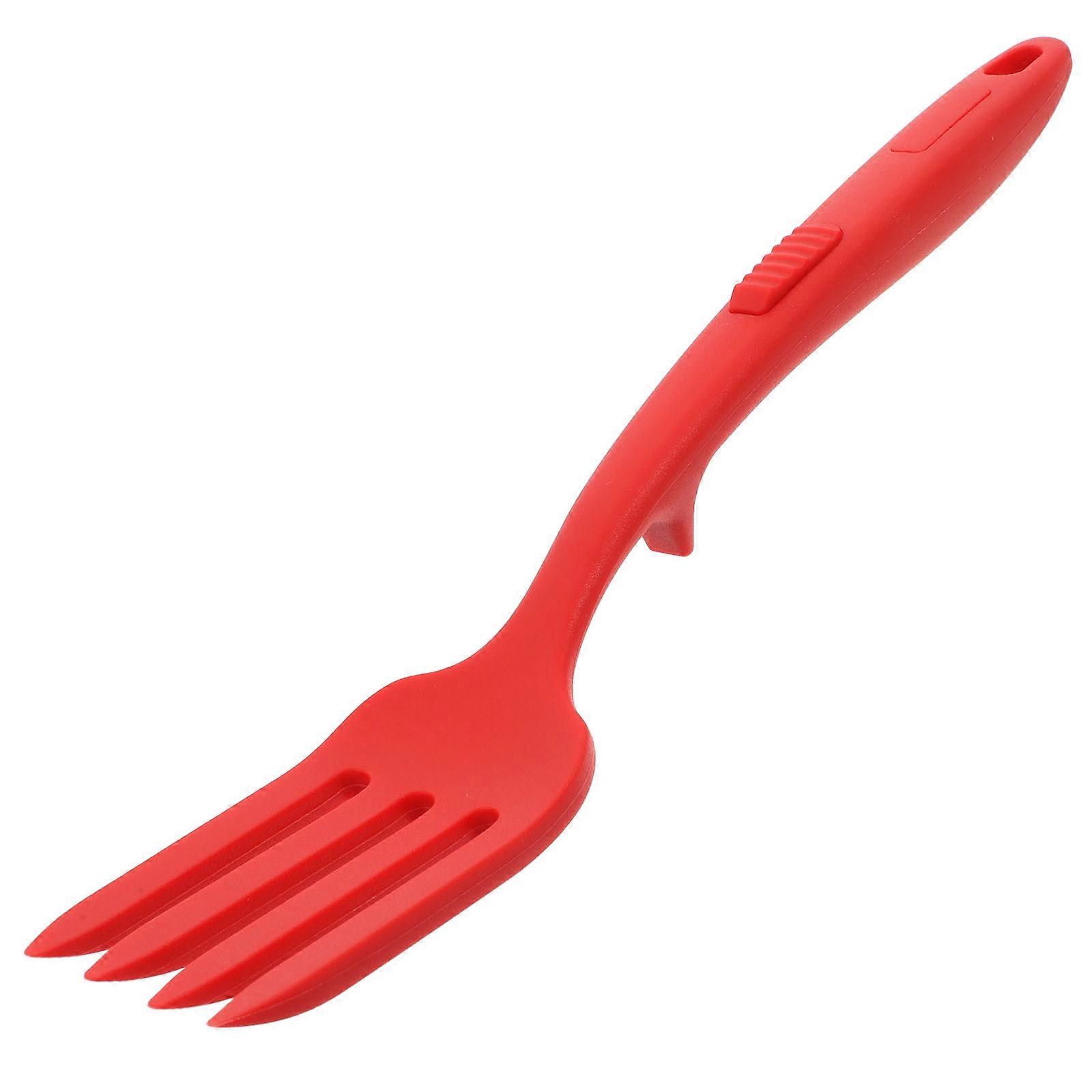 Red Silicone Cooking Fork for Pasta Stirring 3Pcs Nonstick Kitchen Fork