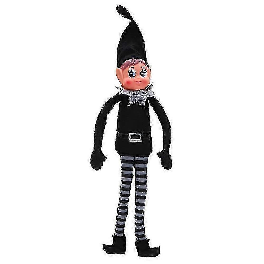 エルフは、長い脚のボディブラックホリデークリスマスデコレーションを持つエルフの柔らかいおもちゃをひどく振る舞う