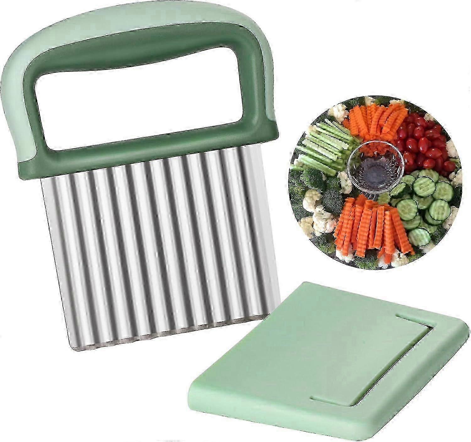 Crinkle Cutter Aardappel Crinkle Chipper Roestvrij staal Golvend mes snijgereedschap Aardappelhakselaar Wortelmes Snijmachines Frietsnijder