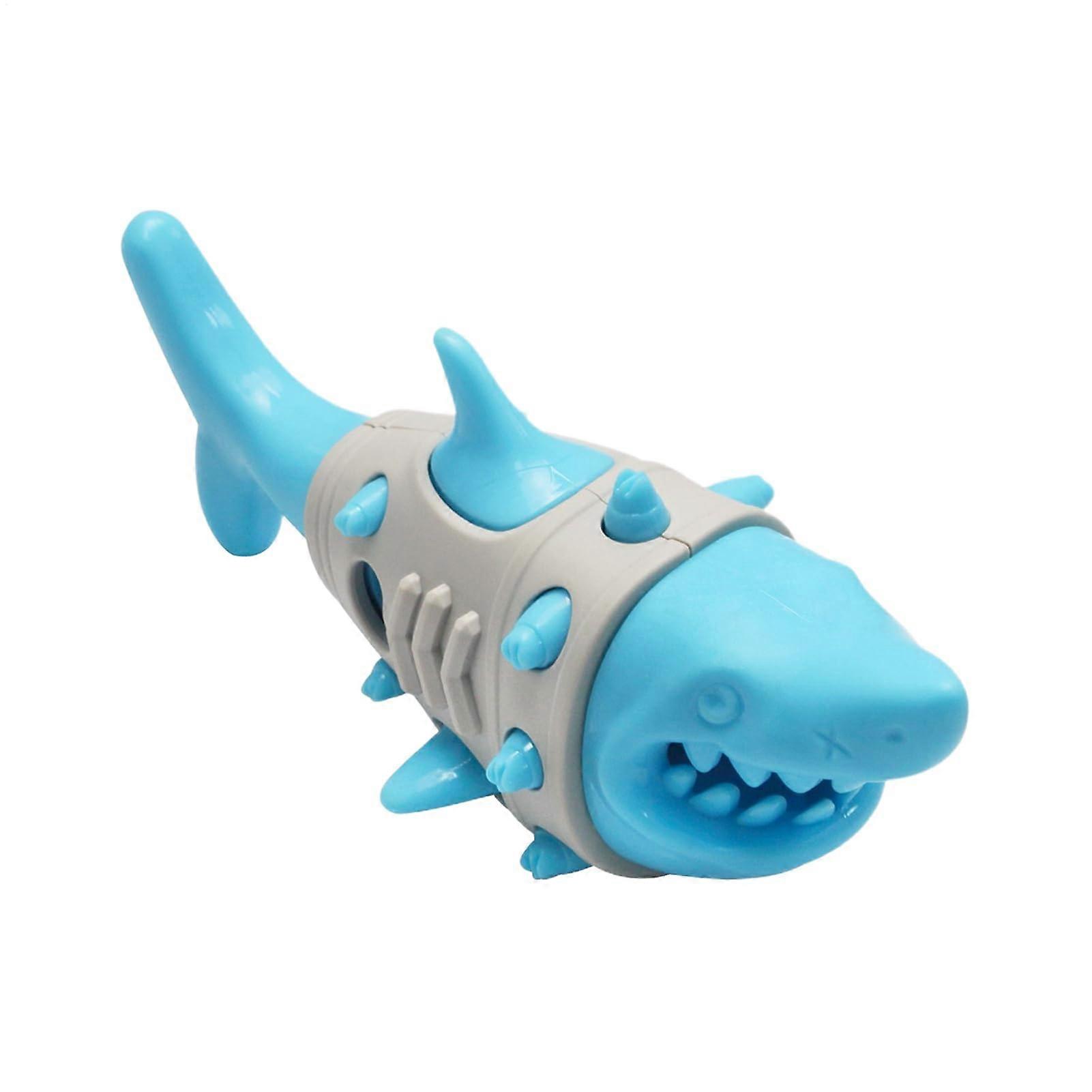 Dog Toy  Dispenser Interactive Puppy Teething Feeder BiteResistant Shark Shape Chewing Toy Garden Backyard Blue