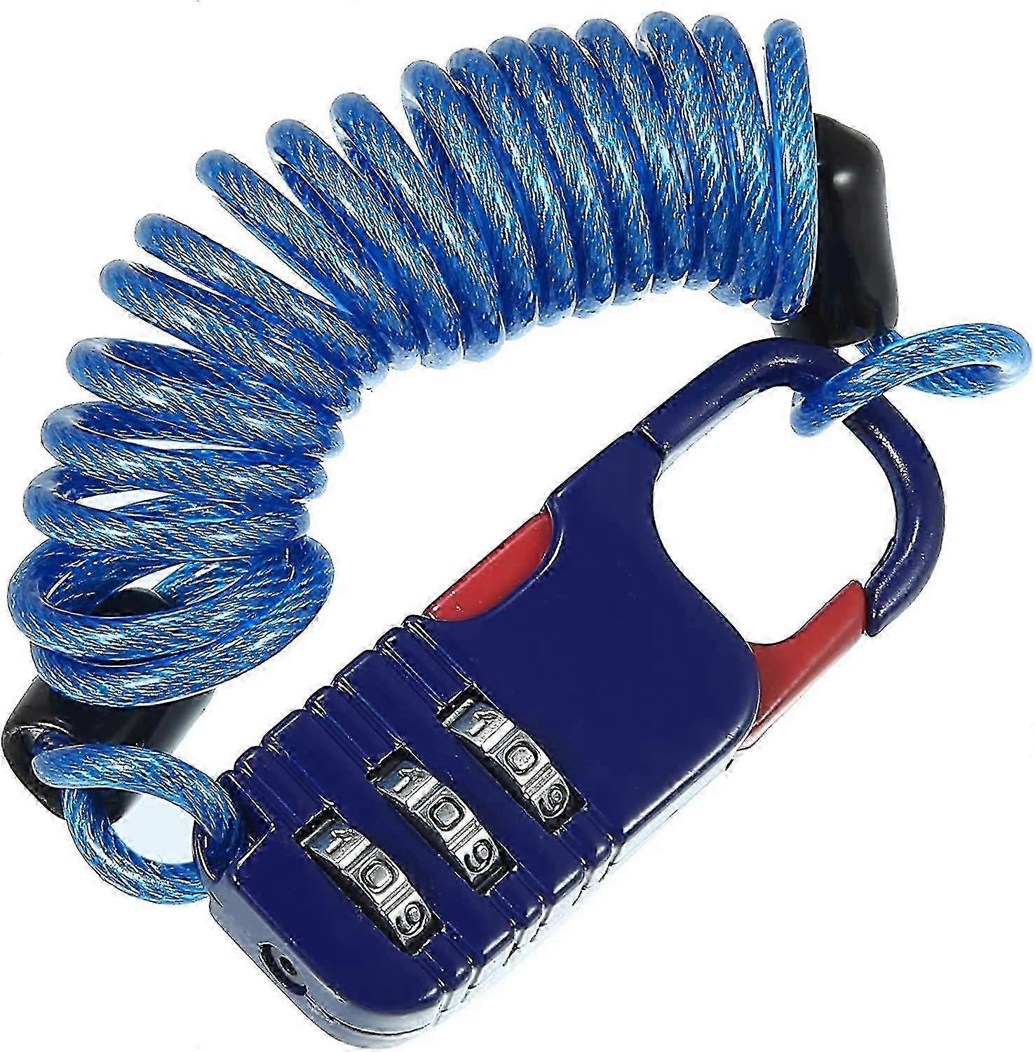 2025 Helmet Lock Portable With 3 Digit Resettable Combination Cableblue 1pcs