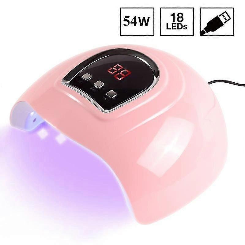 UV LEDランプタイマーUSBポータブル54wピンクネイルドライヤーマシンケーブルホームユースネイルゲルドライヤー導きネイルランプツール