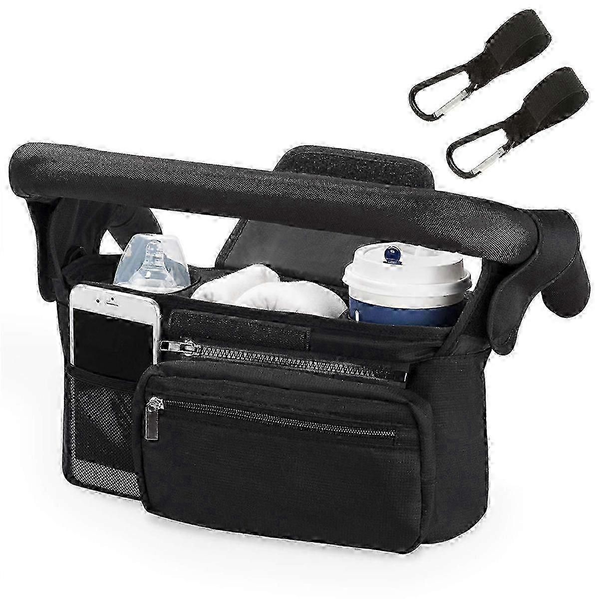 Umbrella Stroller Organizer - A Blend of Functionality & Style with Insulated Cup Holder & Expandable Wipes Pocket for Your Convenience