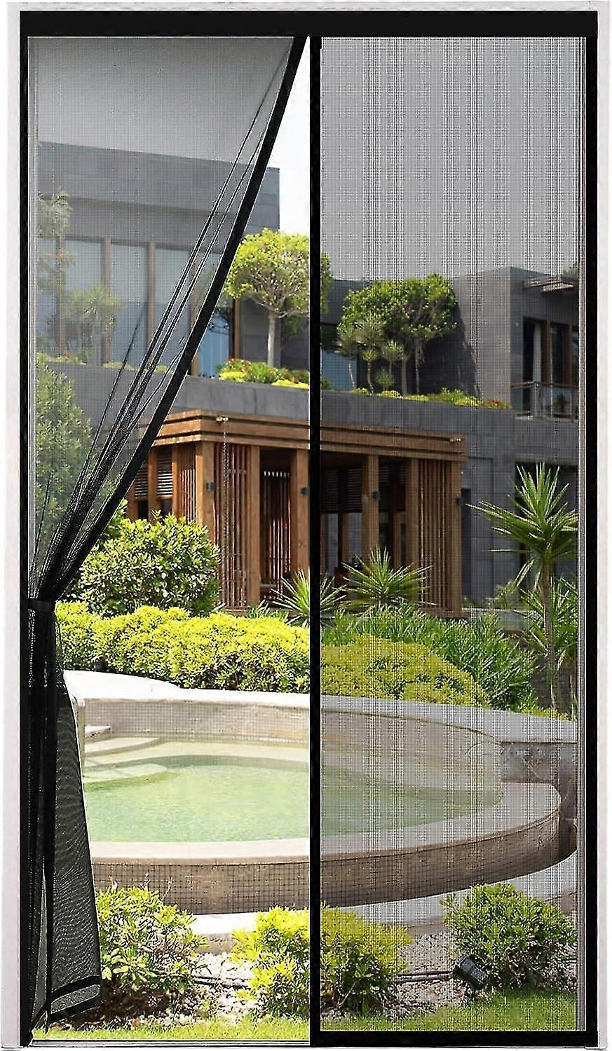 THICKENED Mosquito Net Magnetic Door 80x220cm Very Dense Mesh Mosquito Net Magnetic Door Fly Curtain Insect Repellent, Black