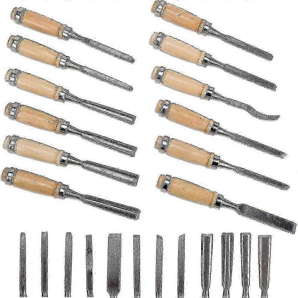 Professional Wood Carving Chisel Set - 12 Piece Sharp Woodworking Tools W/carrying Case - Great For