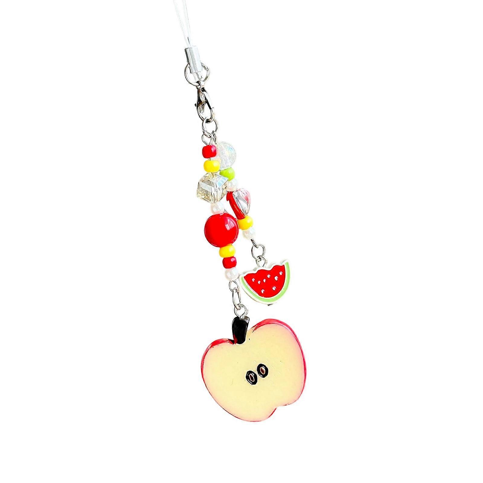 Miniature Waterproof Fruit Keychain Sturdy Resin Materials for Friend Family Unique Styles  Red