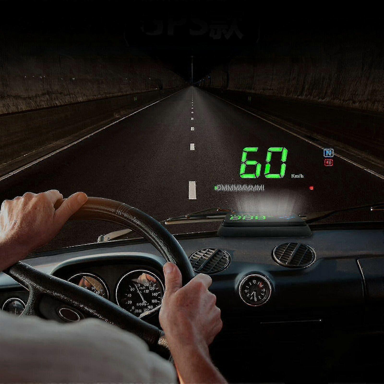 Bil digital GPS speedometer head-up display overhastighet mph/km trøtt advarselsalarm--(Wanan)