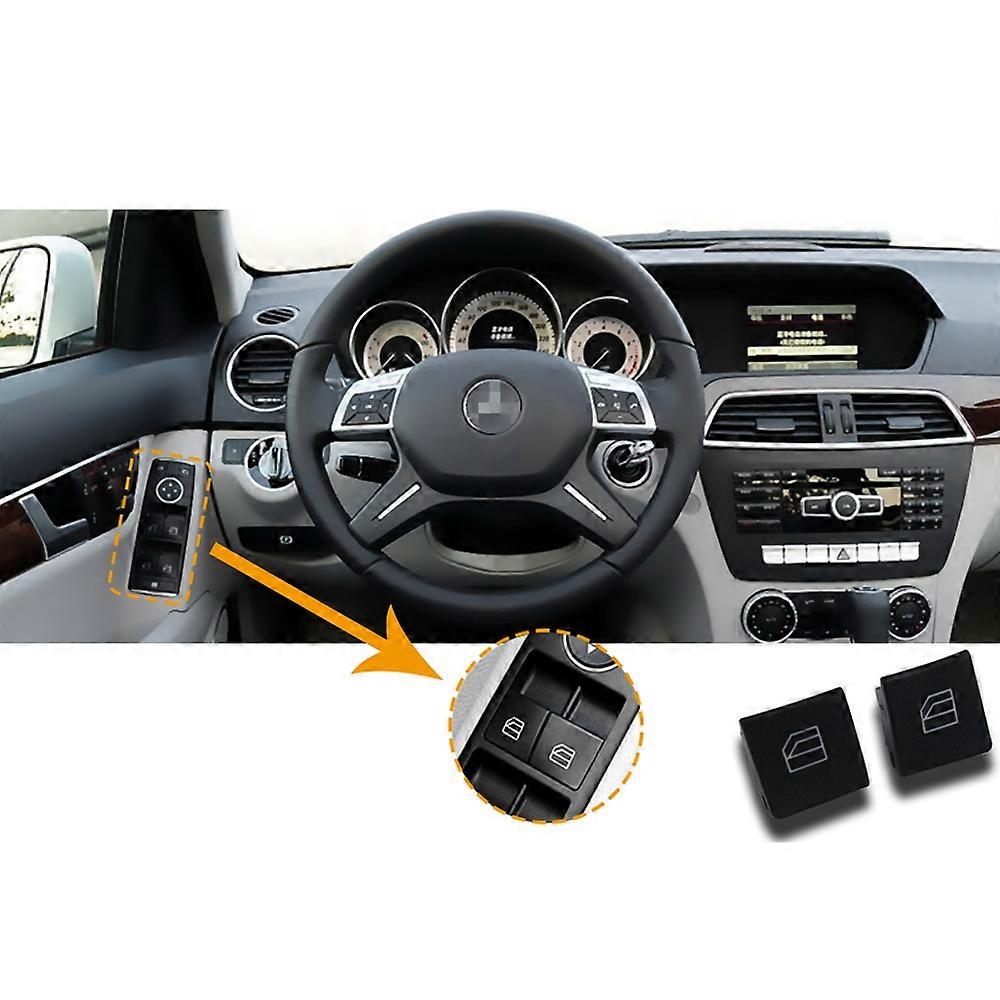 Window Switch Button Covers for Mercedes Benz W204 W212 C E Glk Class, Front Left+Right Window Switch Repair Button Caps