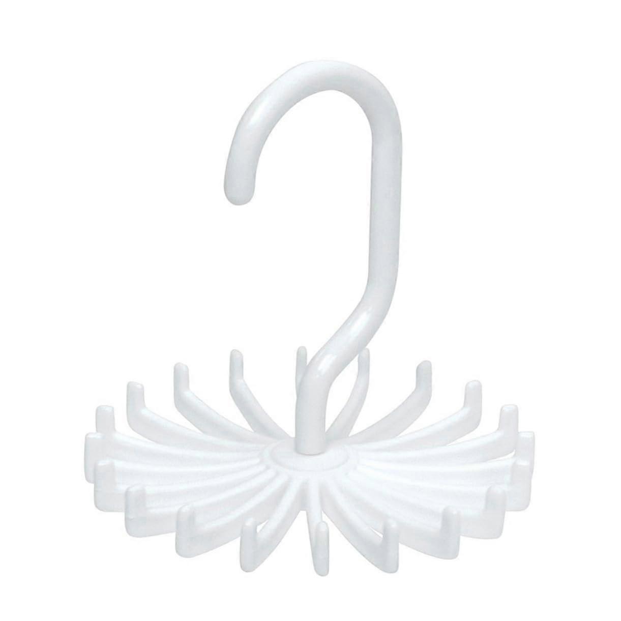 Multifunction Tie Hanger Organizer White Plastic Rotating Non Slip Rack for Scarves Belts SpaceSaving Easy Use No Install