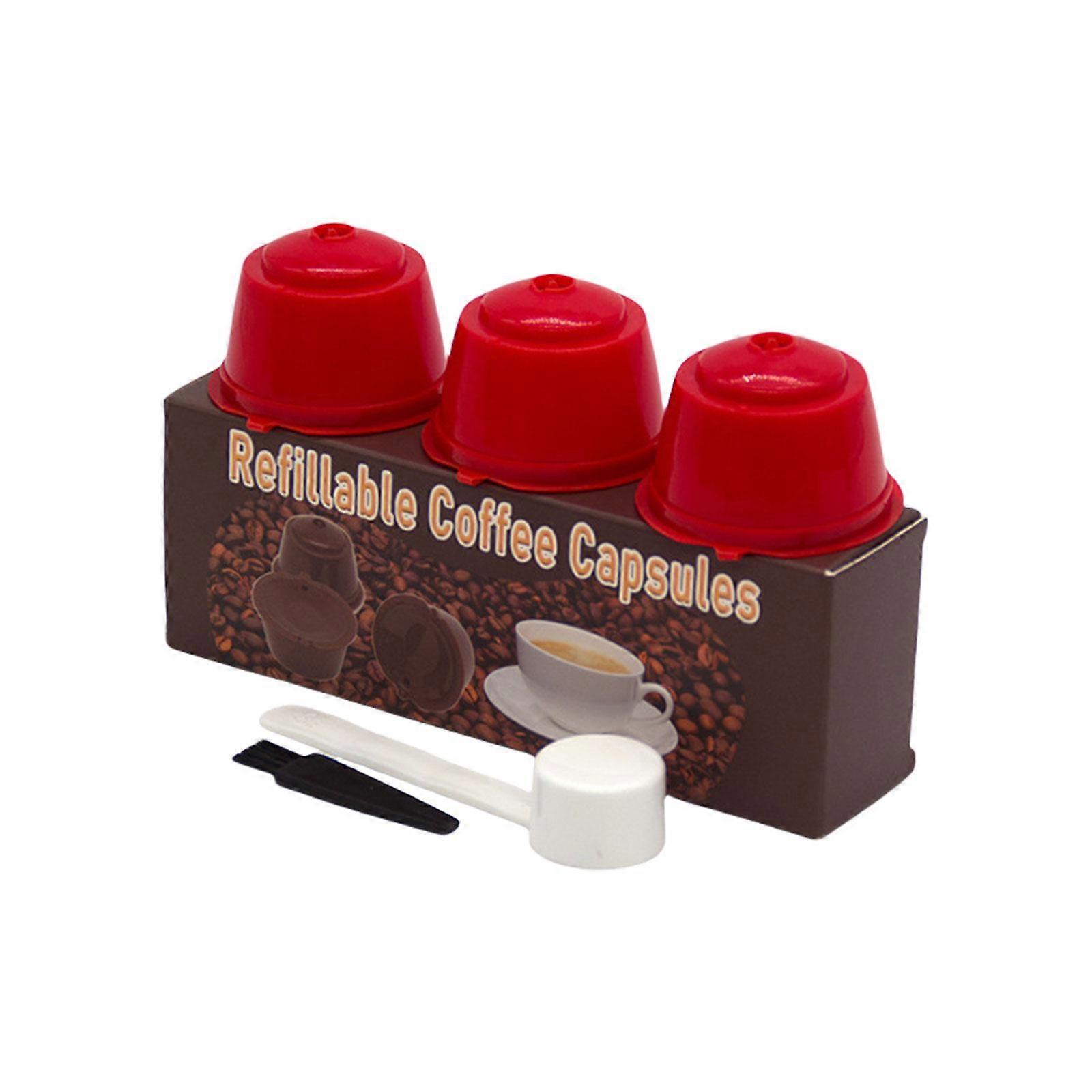 Set of 3 Refillable Coffee Pods Filters Including Cleaning Brush and Spoon Optional Color for Coffee Enthusiasts Present