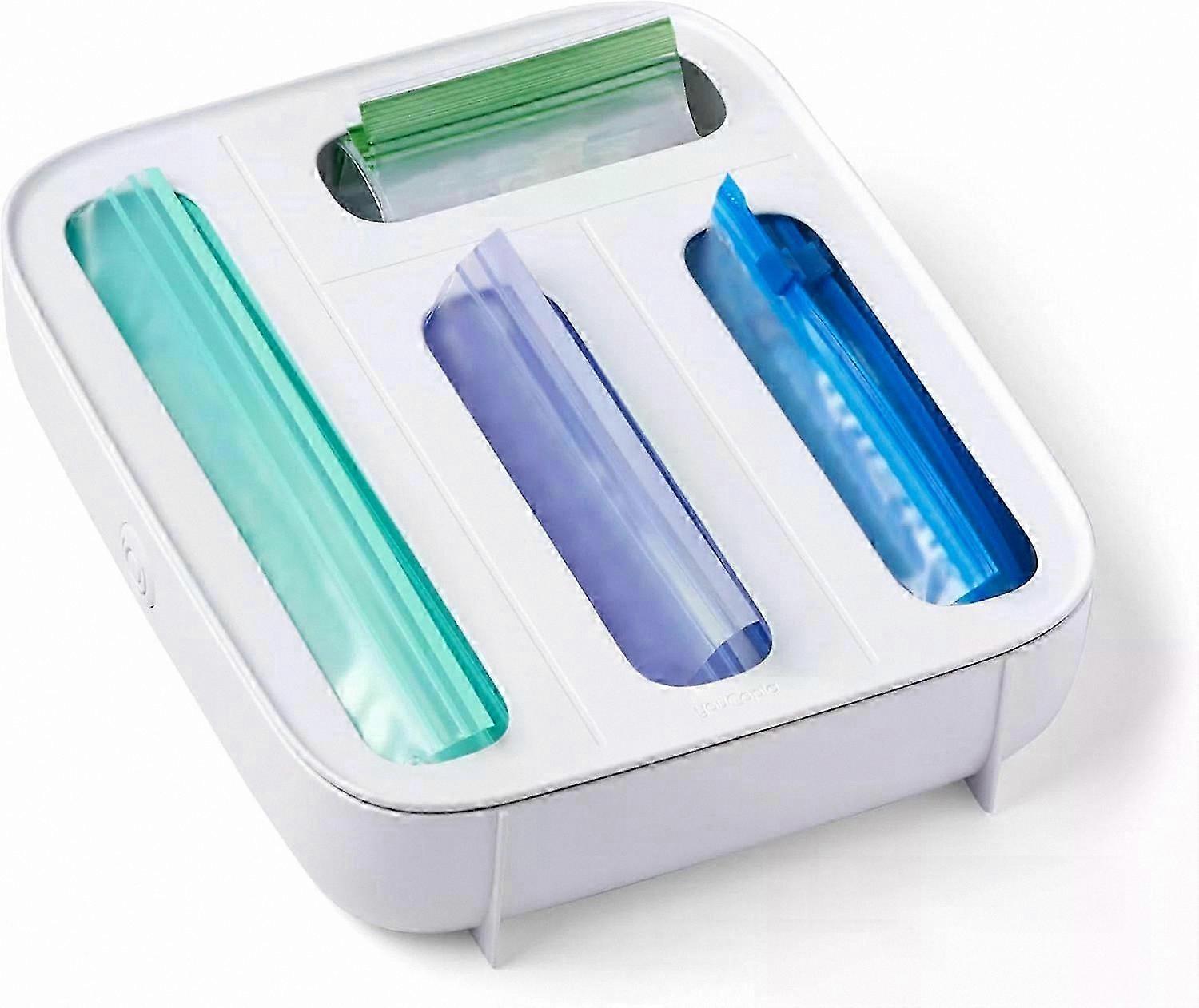 4-Compartment Plastic Bag Organizer for Drawers, Food Storage Dispenser Solution