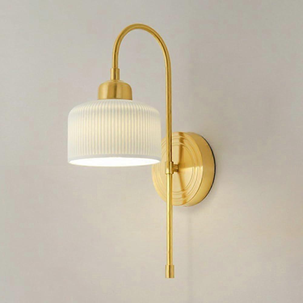 Wall Sconce White Ceramic and Brass Hardwired Wall Light for Bedside Living Room Lighting