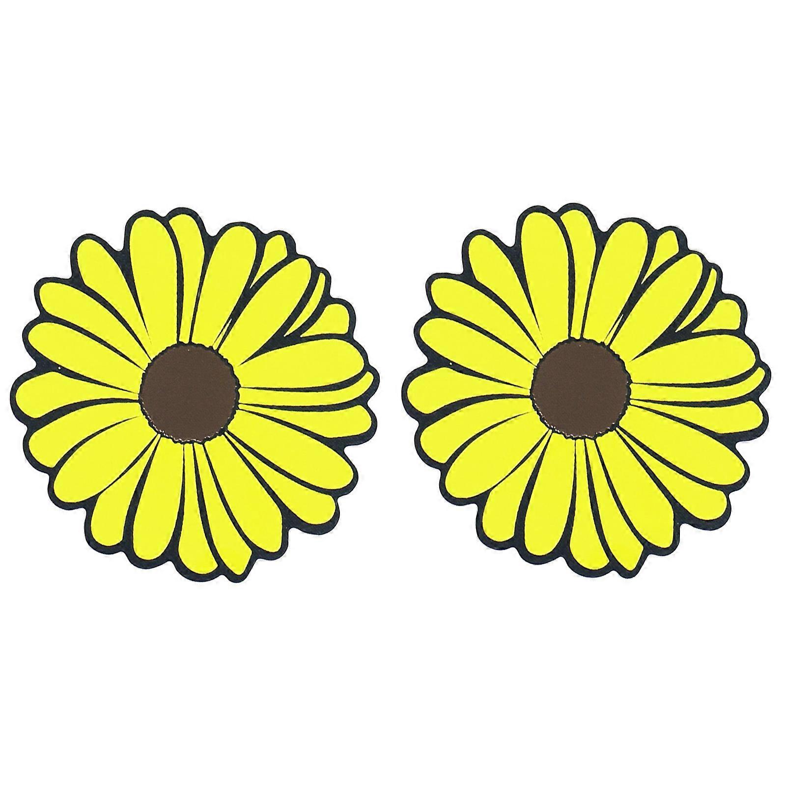 Lot de 2 cache-tétons jetables en forme de pétales de fleurs de marguerite pour femme, motif festival, jaune