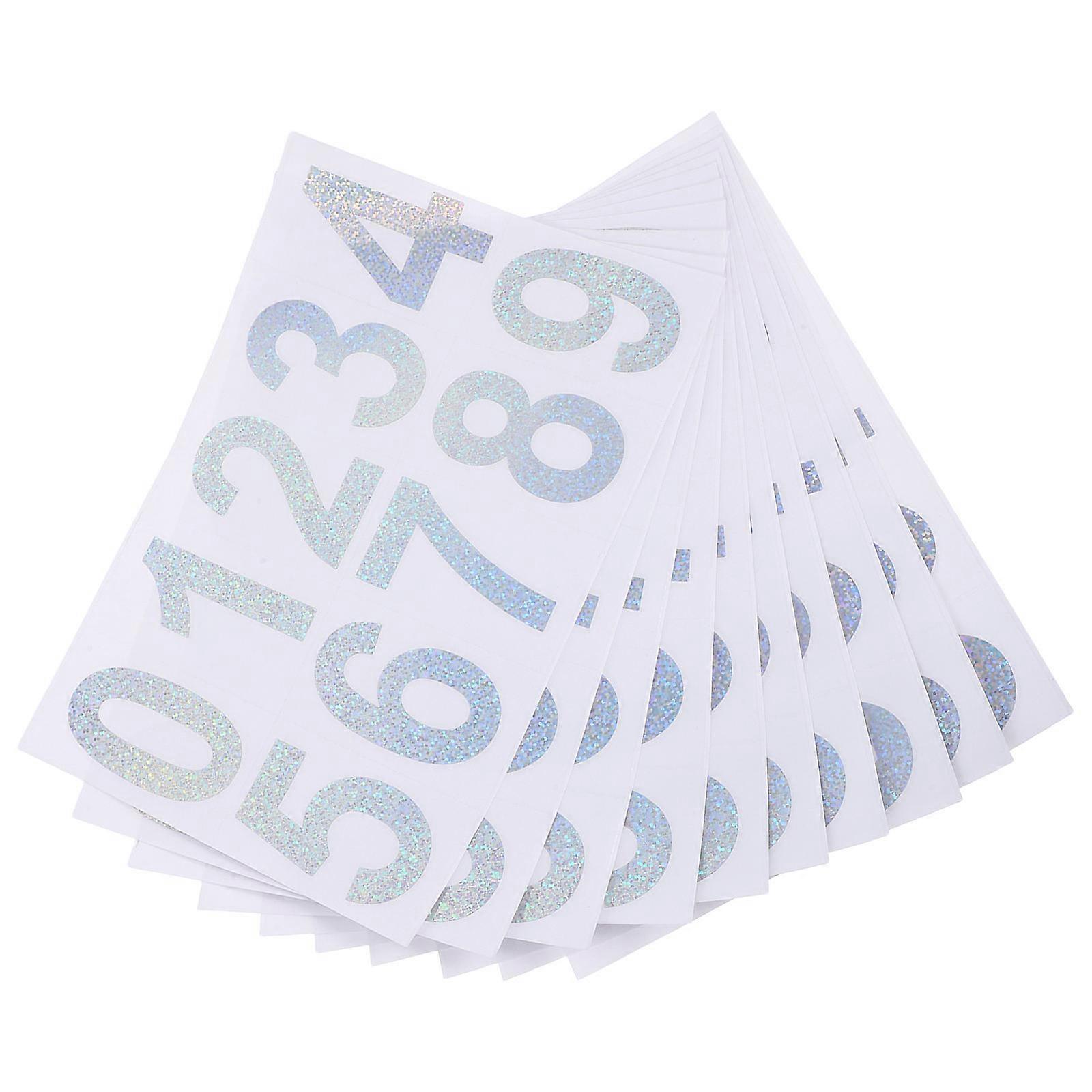 Self-Adhesive Reflective Number Stickers for Mailbox and Garage Outdoor Use Multi Pvc Paper Material Waterproof 10sets