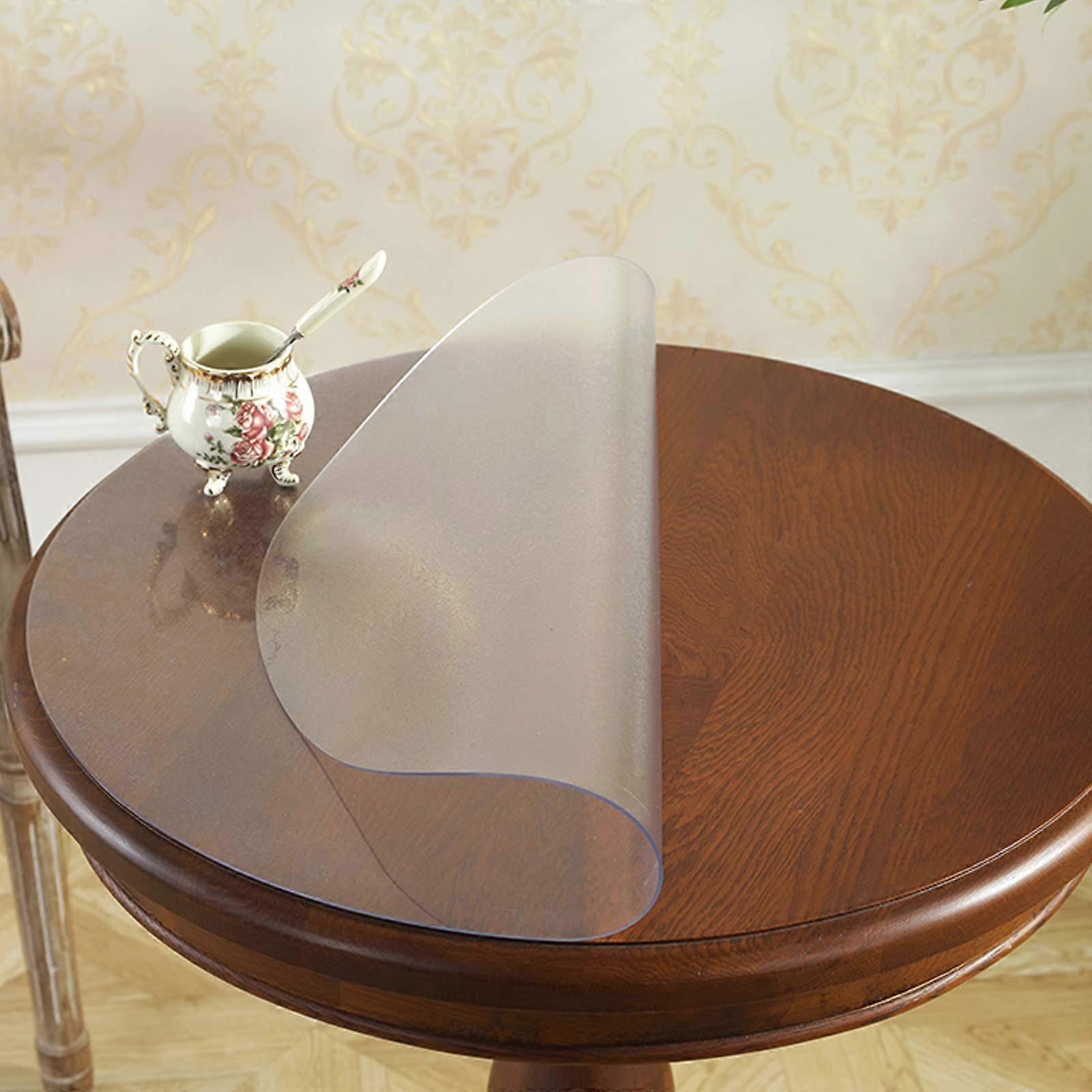 PVC Round Tablecloth Protector 2mm Thick Clear Waterproof Cover for Dining Tables 120cm