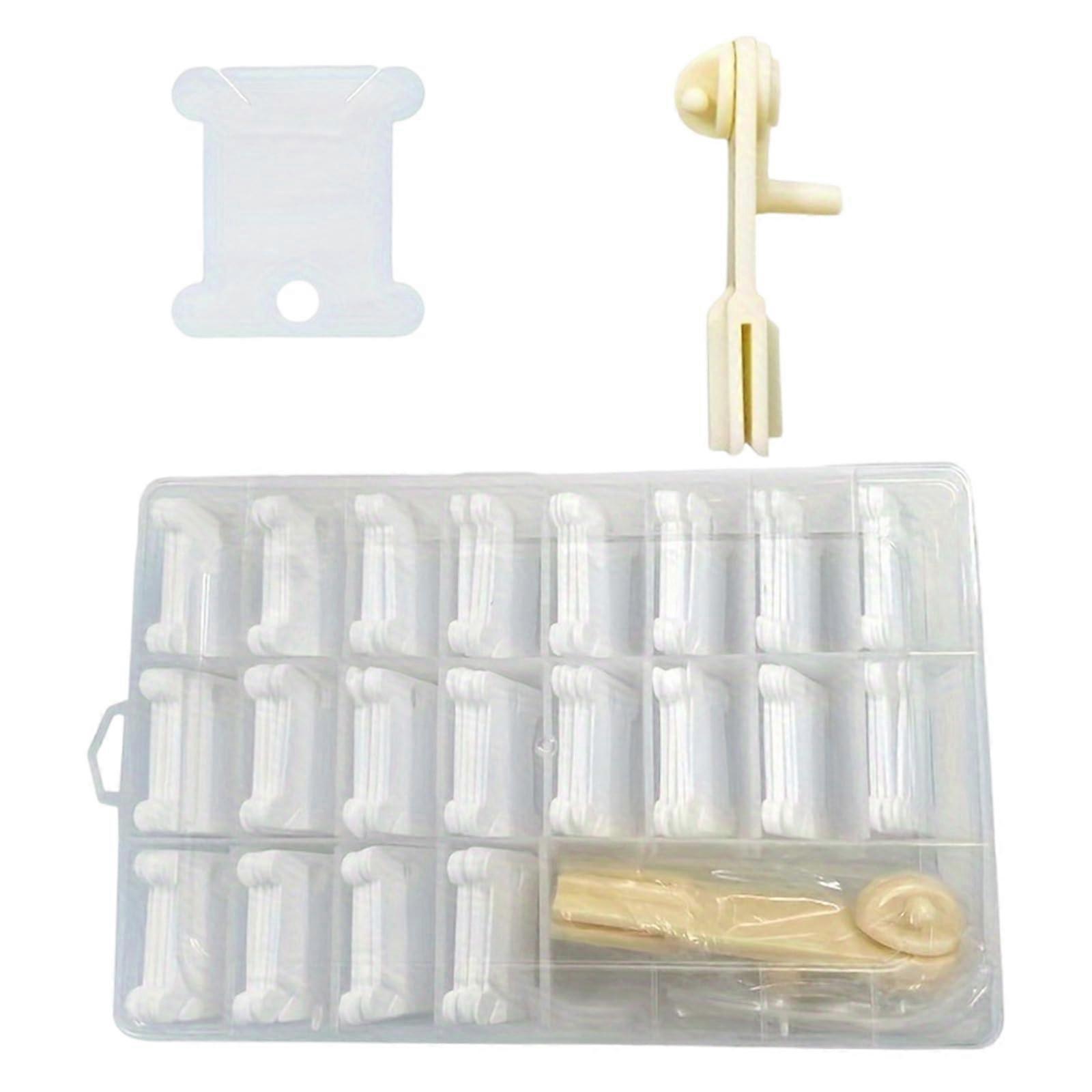 Embroidery Thread Organizer Set with 200 Floss Bobbins and Manual Winder for Sewing Crafts
