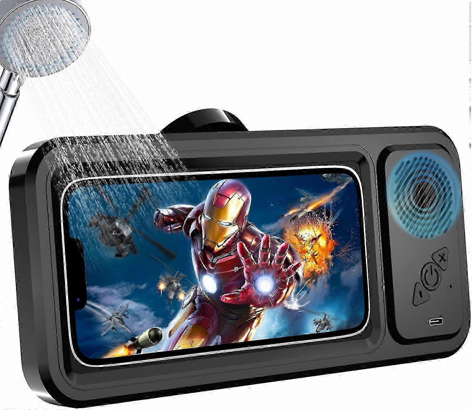 Shower Phone Holder with Wireless Bluetooth Speaker, Waterproof 480 Degree