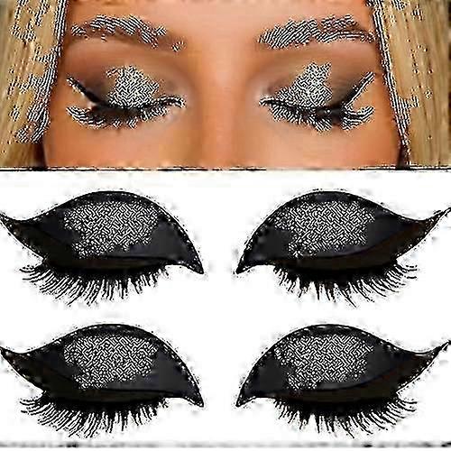 w 2 Pairs Lazy Eye Shadow Eyelash Patch, Eyeshadow and Lash Sticker, 2-in-1 Reusable Eyeshadow & Eyelash Makeup Stickers for All Eye Sha