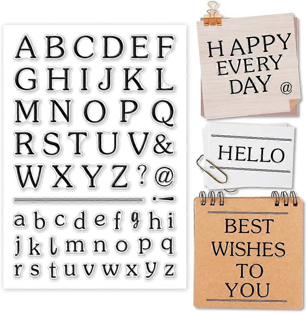 1 Sheet Clear Stamp 26 Uppercase and Lowercase English Letters Transparent Rubber Stamps Reusable Silicone Clear Stamp Seals for Card Making DIY Craft