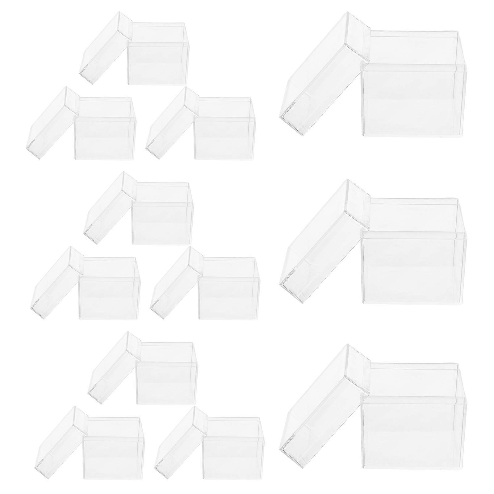 Clear Square Storage Box for Jewelry with Lid 24Pcs Transparent Plastic Container