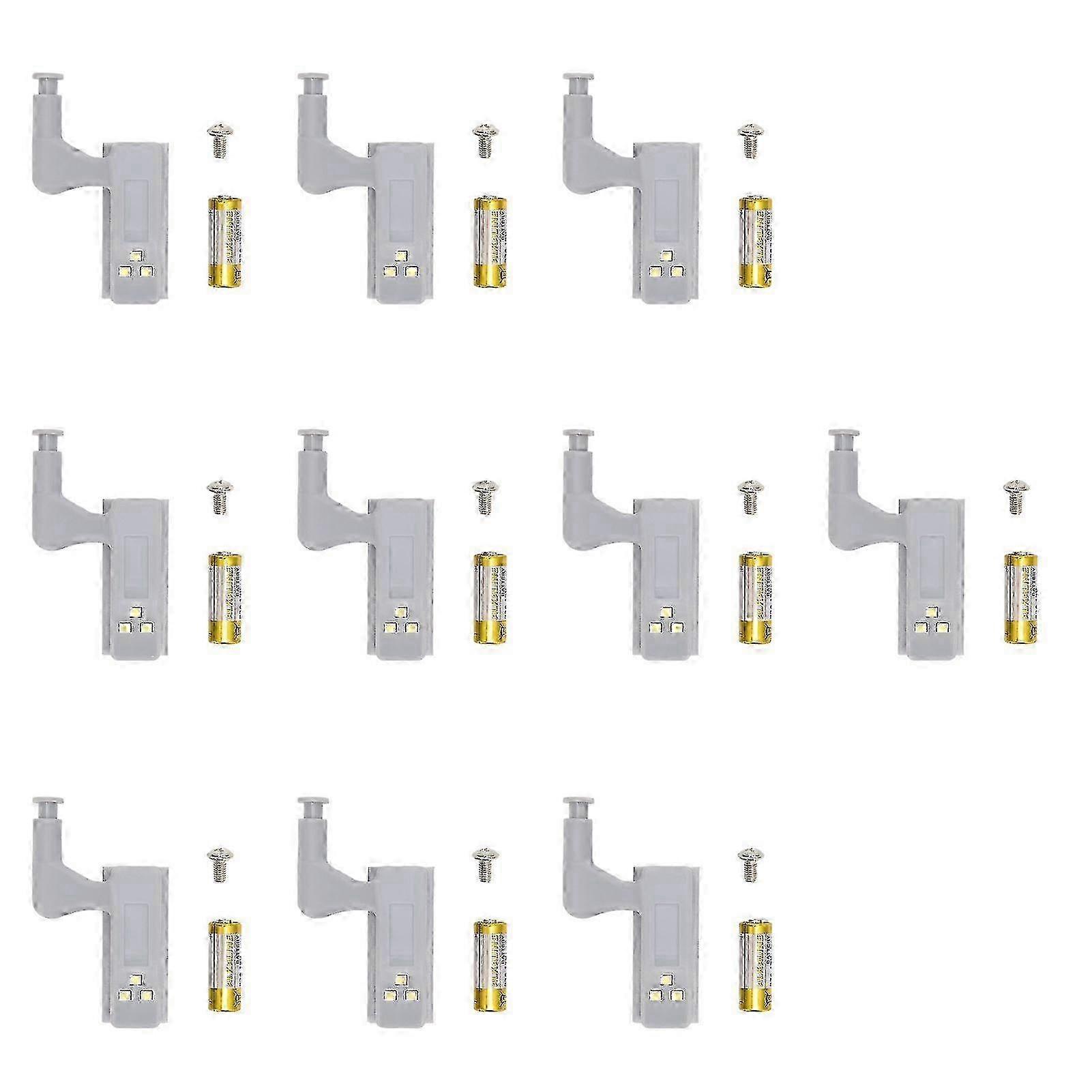 x 10 Sets Hinge LED Light High Brightness ABS Cabinet Hinge Light with 3 LED Lamp Beads Hinge Lights for Wardrobe Cabinet