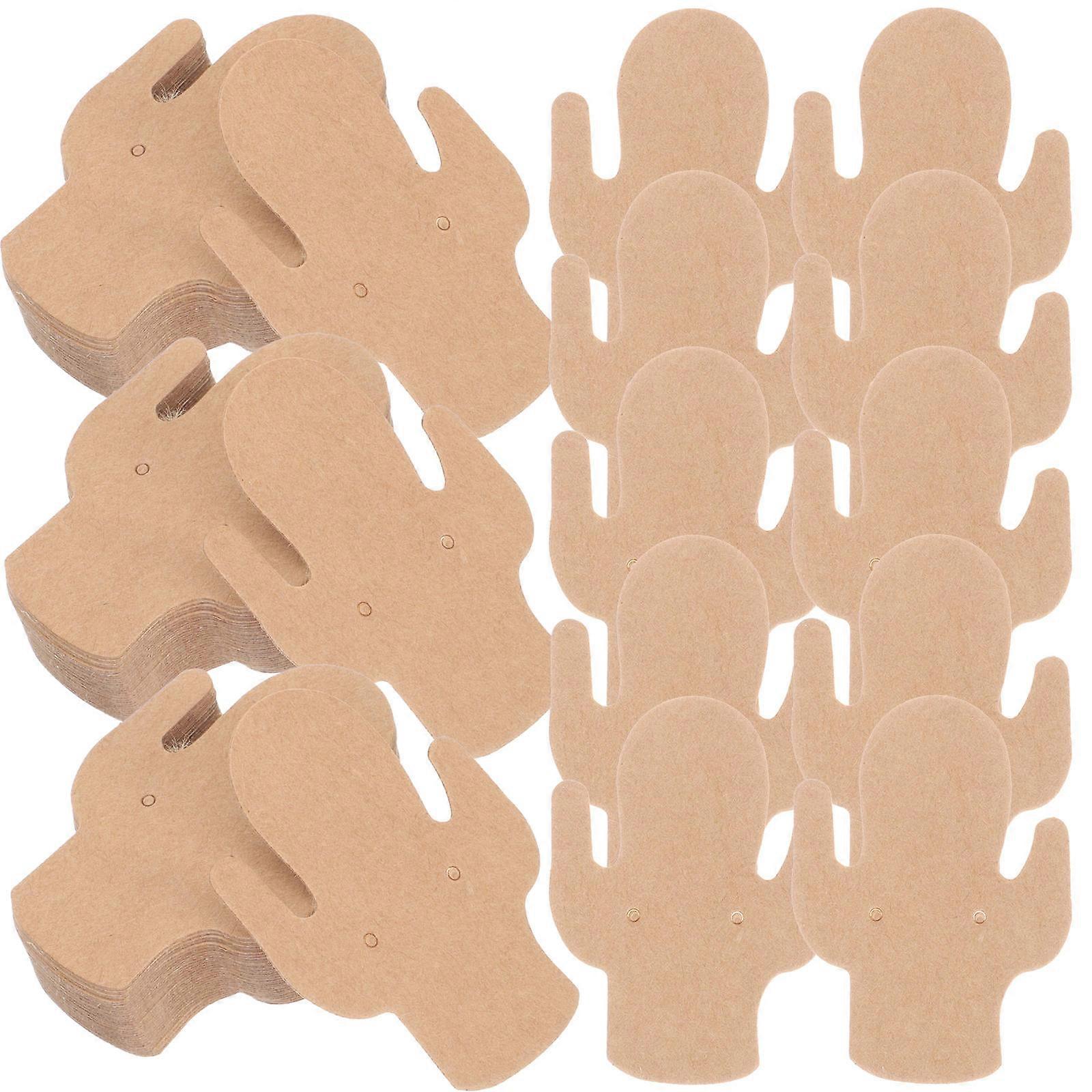 Earring Display Cards Kraft Paper for Holding Use 300Pcs Creative Cactus Shape