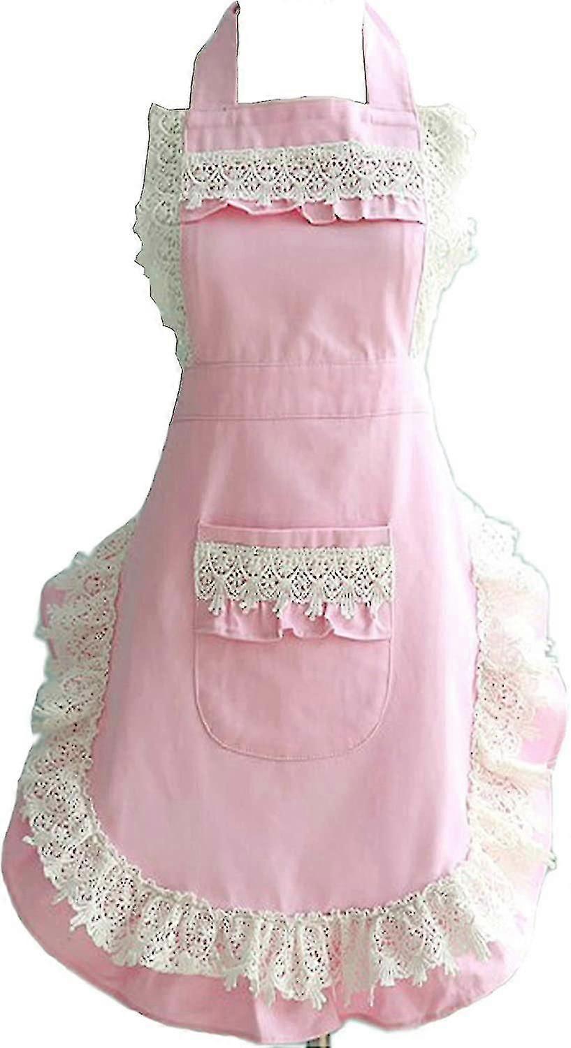 Adjustable Waterproof Apron Kitchen Cooking Women's Apron With Pockets(pink)