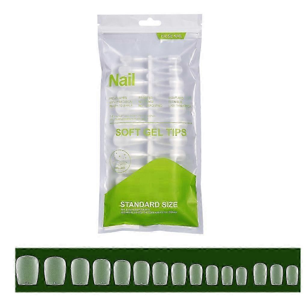 Long Coffin False Nails Tips, Gel Nail Tips Semi-frosted Clear False Nails Tips