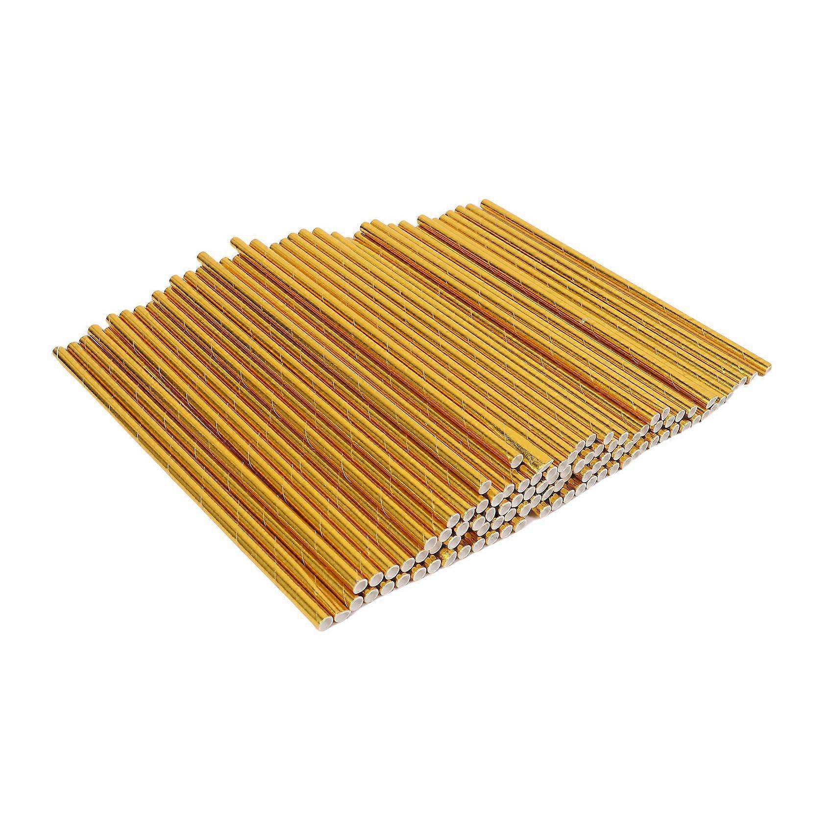 Gold Foil Paper Straws, Disposable Party Drinking Straws
