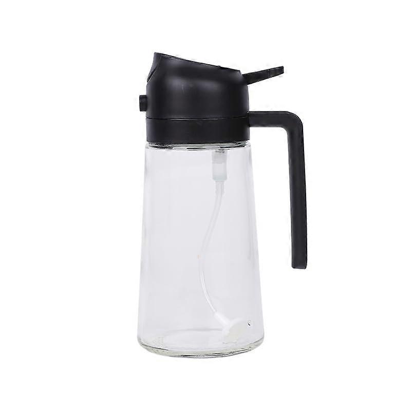 Oil Dispenser Bottle 470ml Glass Press Type with OneClick Lid and NoDrip Pouring for Kitchen
