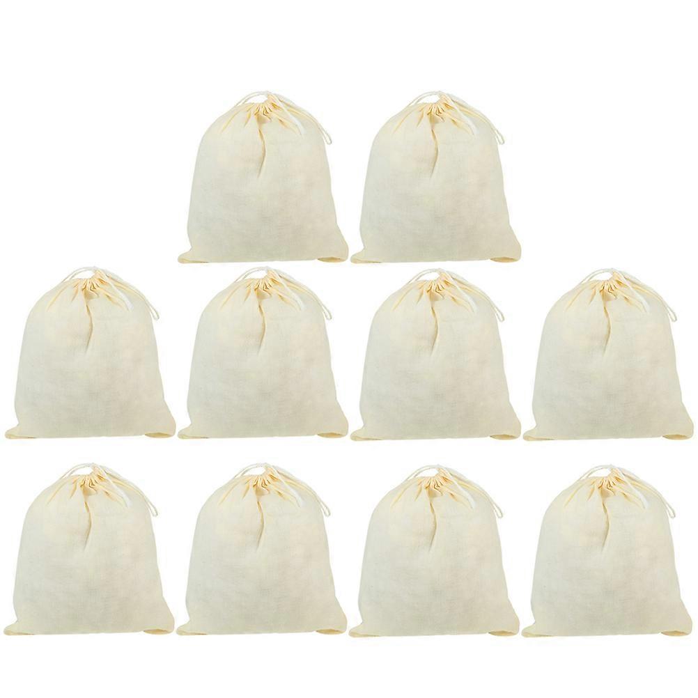 Cotton Filter Bags For Tea Making Herb Holding Daily Use Rectangular Beige 10Pcs
