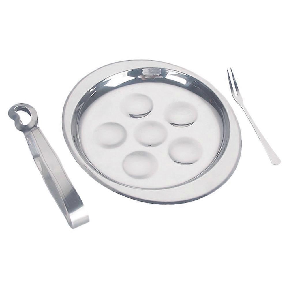 Escargot Baking Dish Kitchen Utensil for 2Sets with Fork Clip
