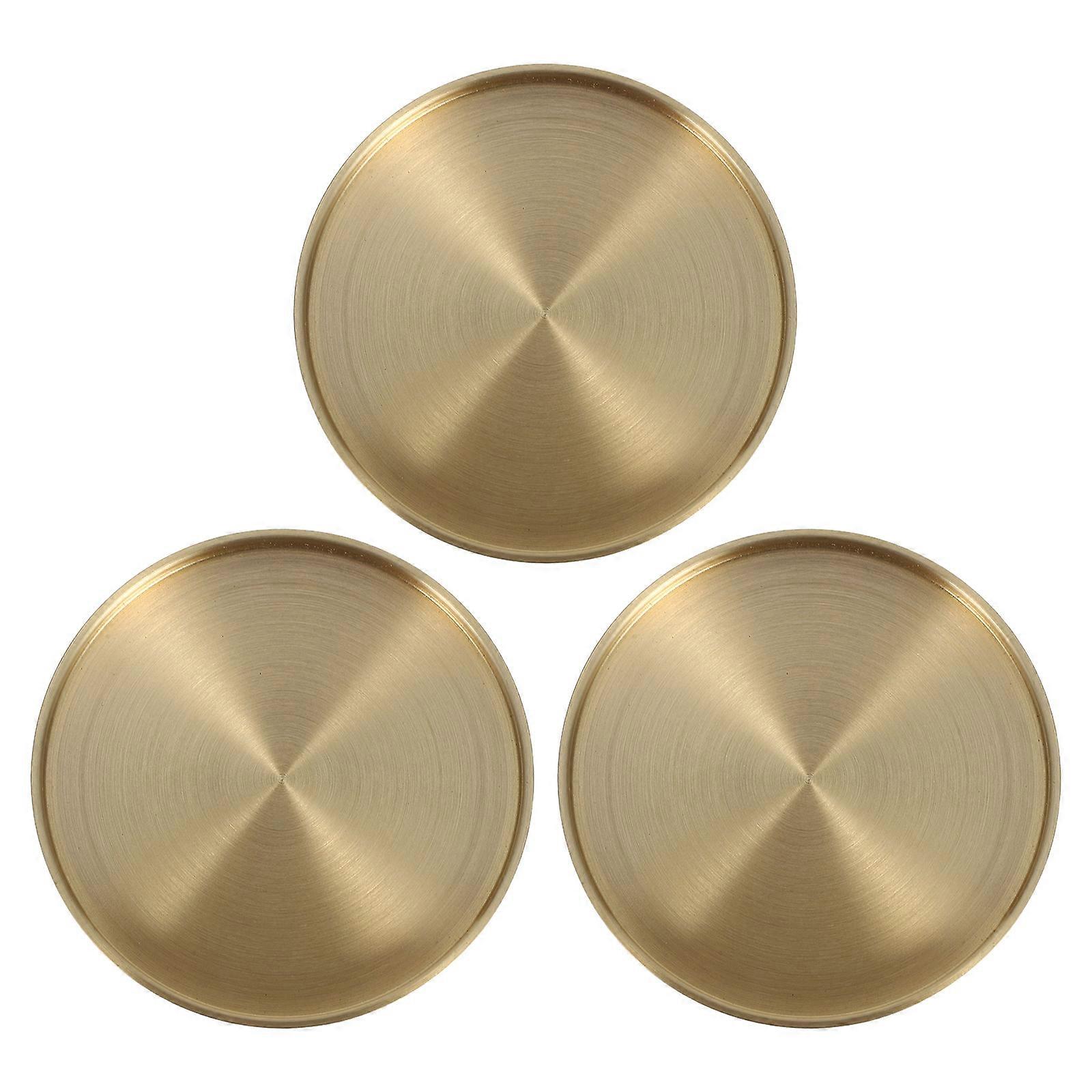 Copper Coaster Brass Cup Mat Decorative Water Mug Coaster 3Pcs Set