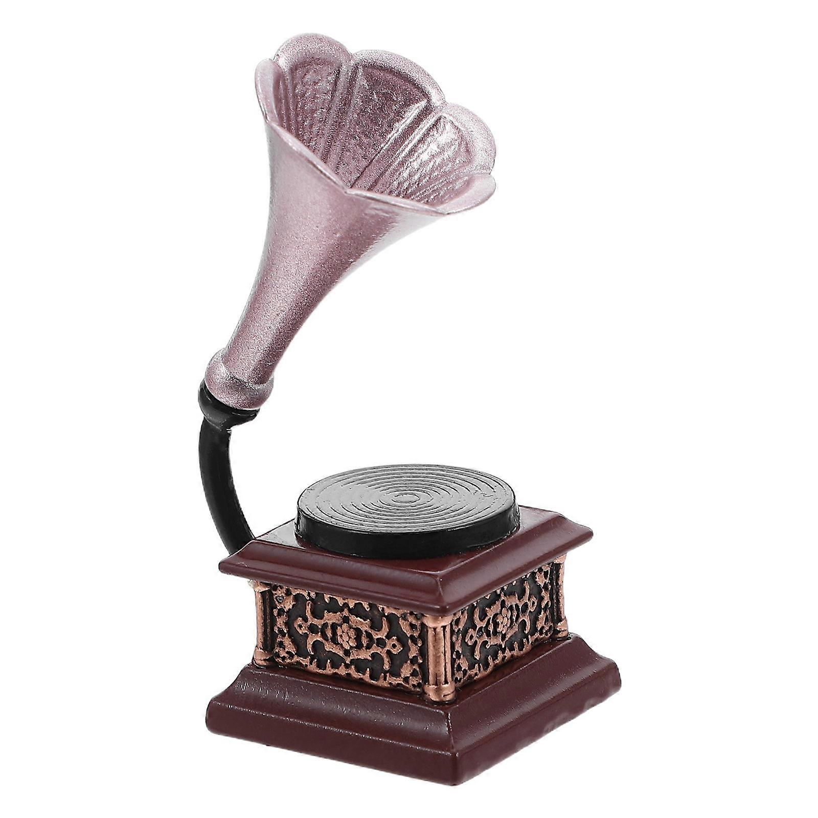 Miniature Phonograph Record Player for Kids Toy 1:12 Scale