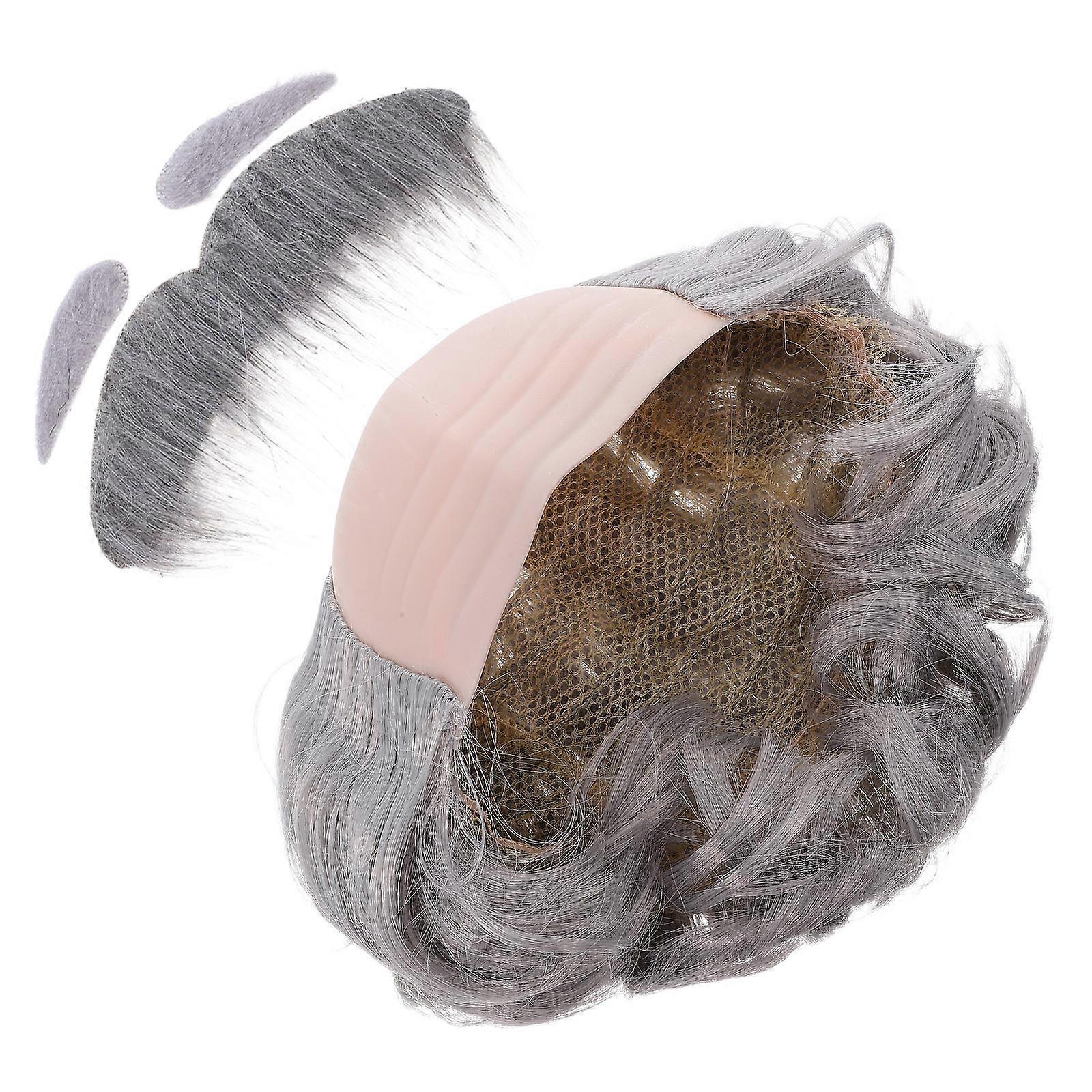 Bald Cap Realistic Bald Head Cap Costume with Beard 1Set for Adults