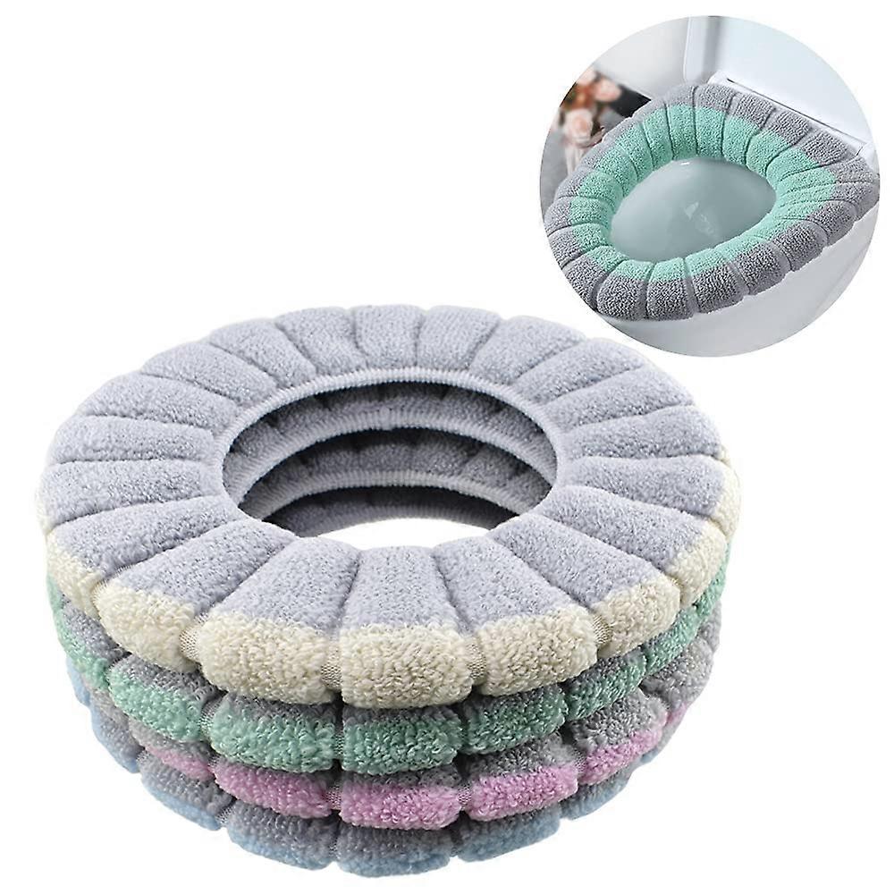 4Pcs Soft Toilet Seat Covers Warm Washable Stretchable Fabric with Decorative Pumpkin Pattern