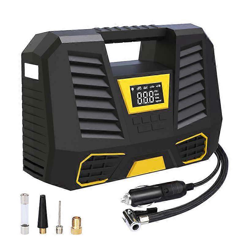 Portable Air Compressor, 150 PSI Car Tire Inflator, 3x2000mAh Mini 12V Tire Compressor, Tire Pump with Digital LCD Screen and LED Light, Ele