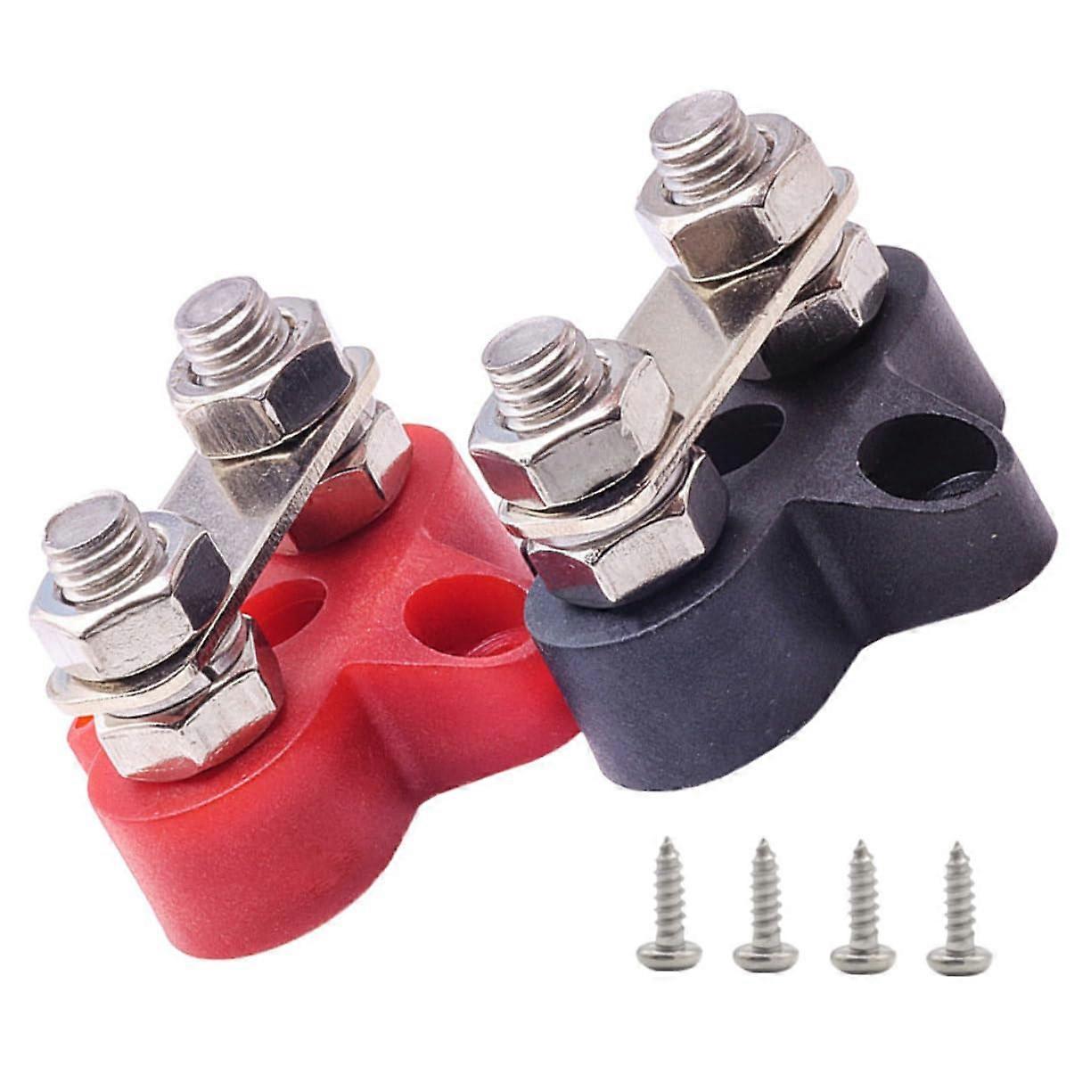 2pcs Heavy Duty Battery Terminal Block with Dual Threaded Studs for Automotive and Marine Use