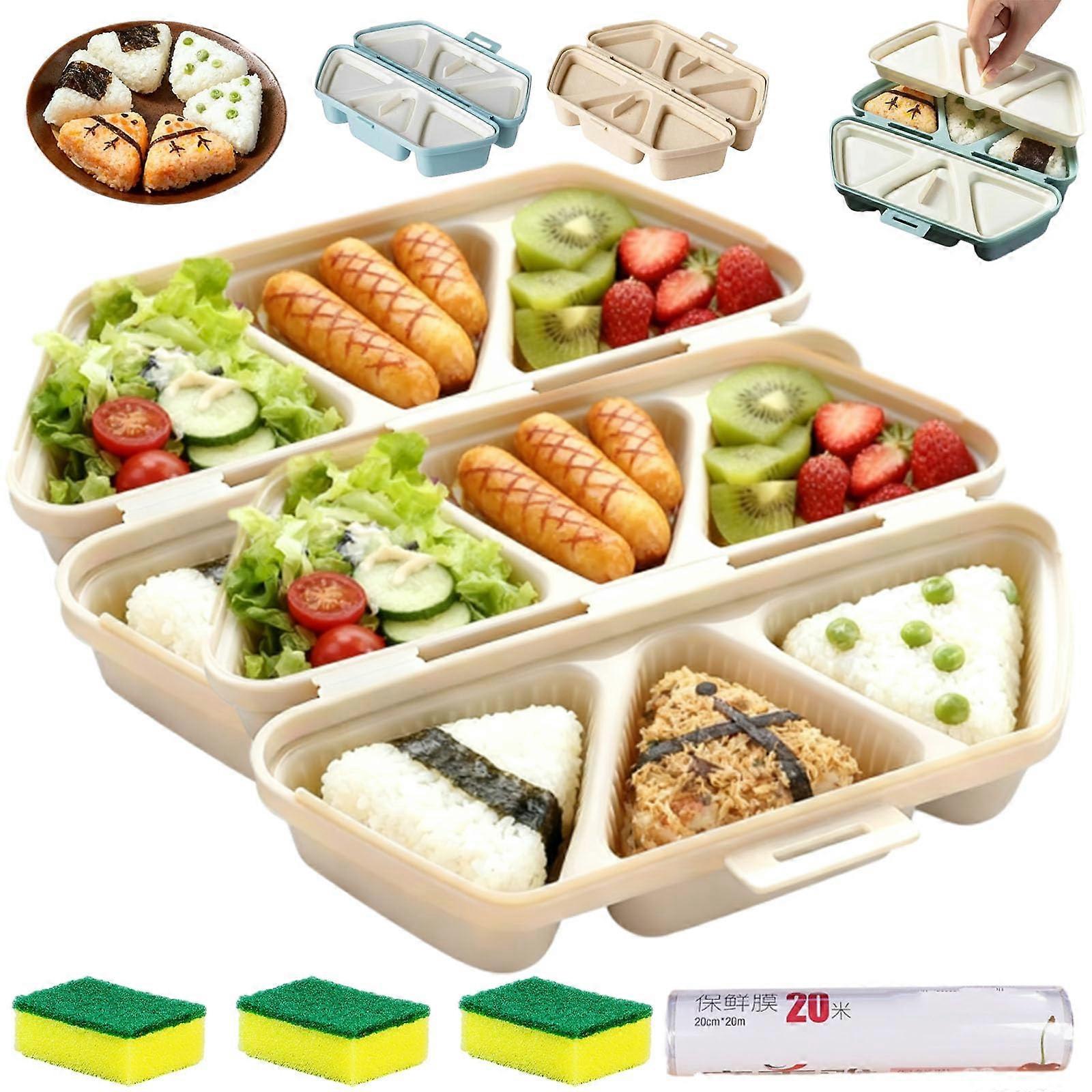 6 in 1 Onigiri Mold Set Triangle Sushi Rice Ball Maker NonStick Easy Release for Bento Picnic